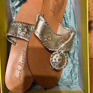 Jack Rogers Gold Demi Wedge Sandal Size 7